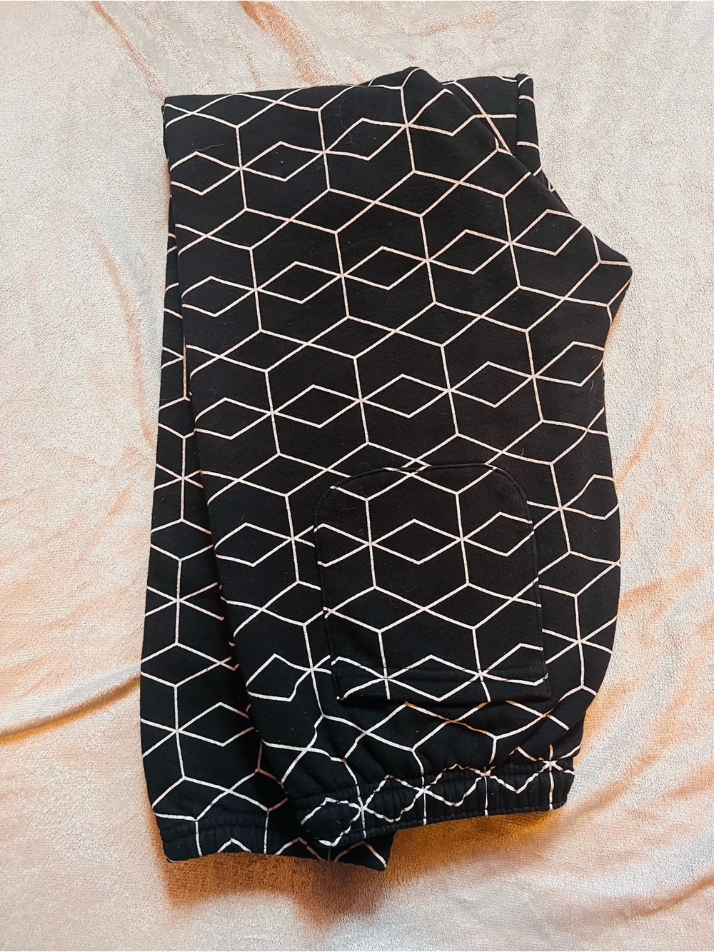 American Apparel Black Joggers with White Geometric Print